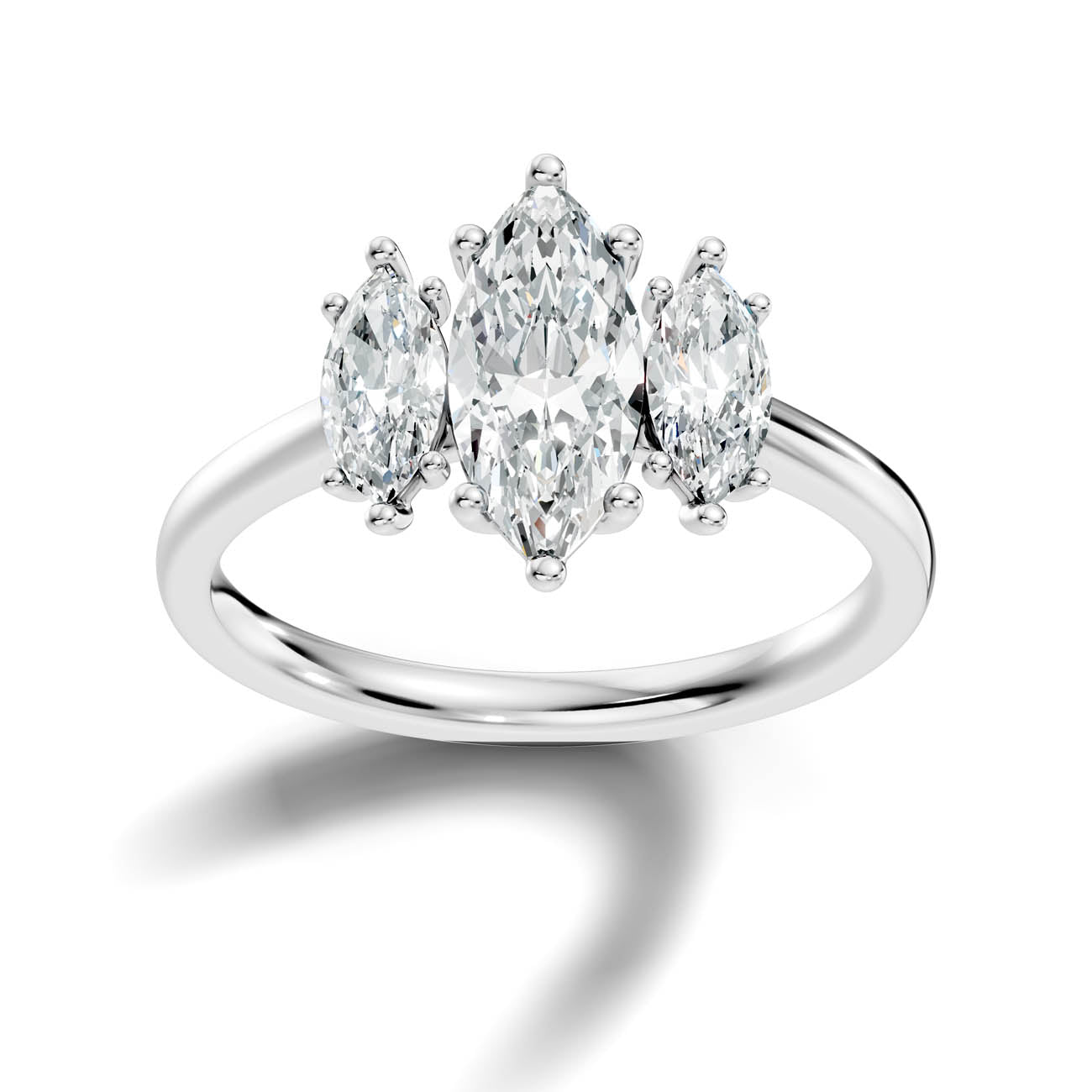 1.56 Ct. Marquise Cut Three-Stone Diamond Ring