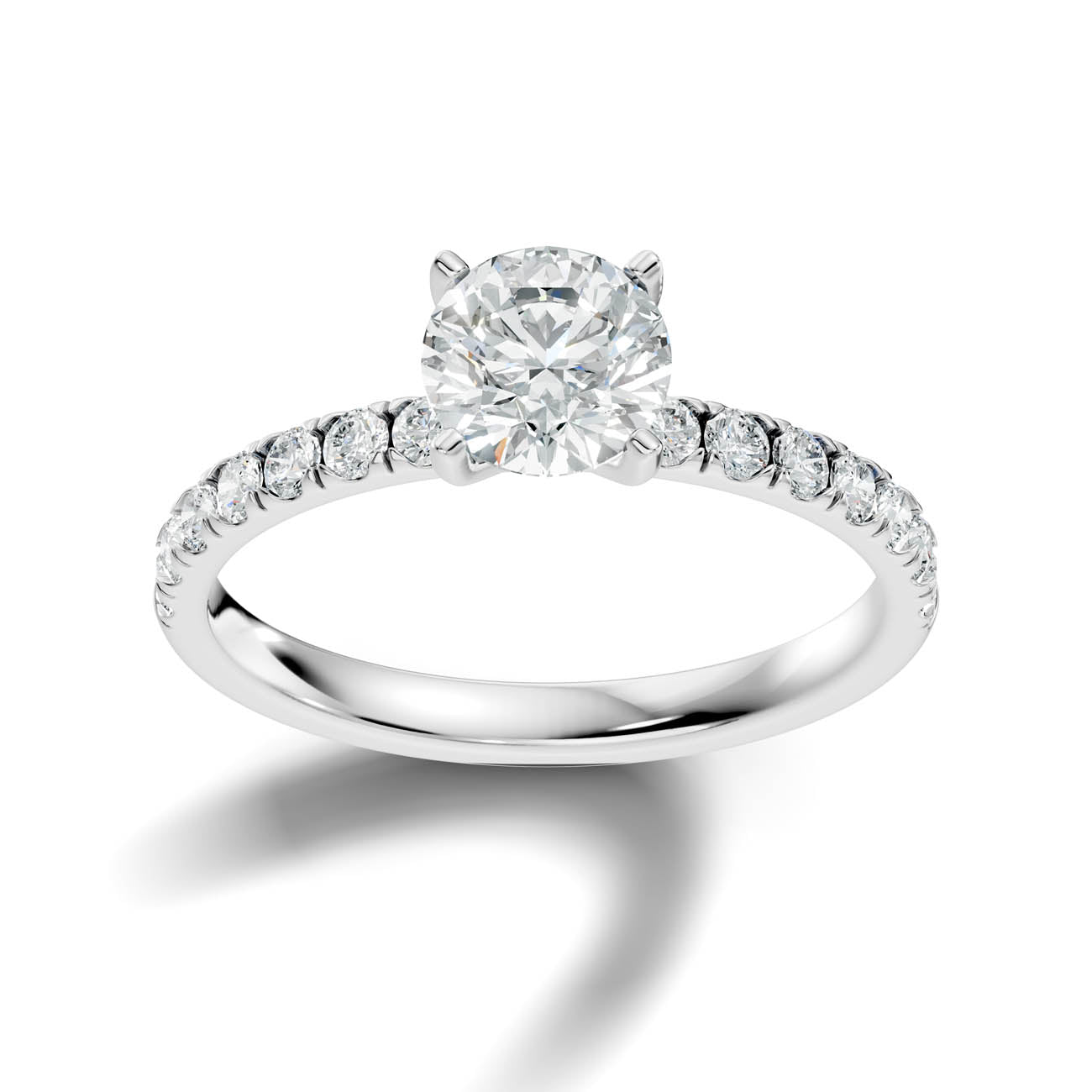 1.36 Ct. Round Brilliant Diamond Pavé Engagement Ring