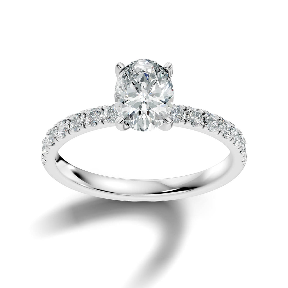 1.36 Ct. Oval Cut Diamond Pavé Engagement Ring