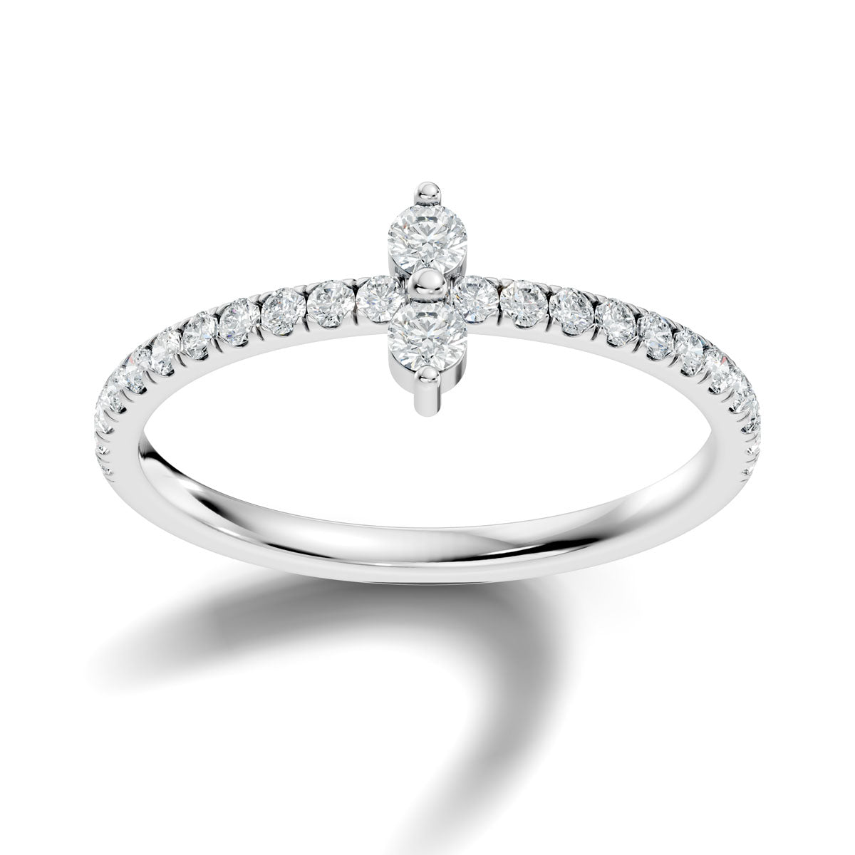 .33 Ct. Round Diamond Two-Stone Ring with Pavé Band