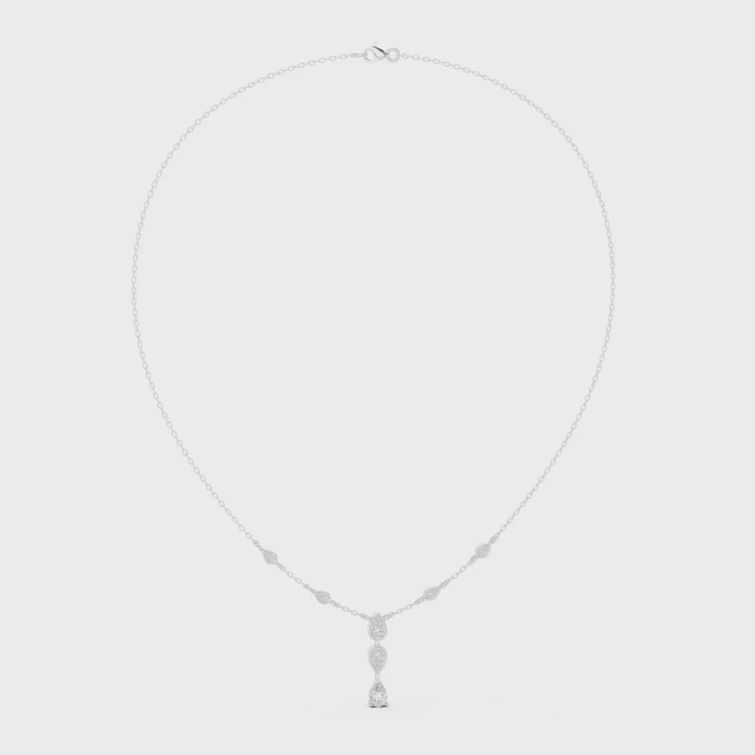 .64 Ct. Pear Shape Diamond Station Drop Necklace (SBWN (20))