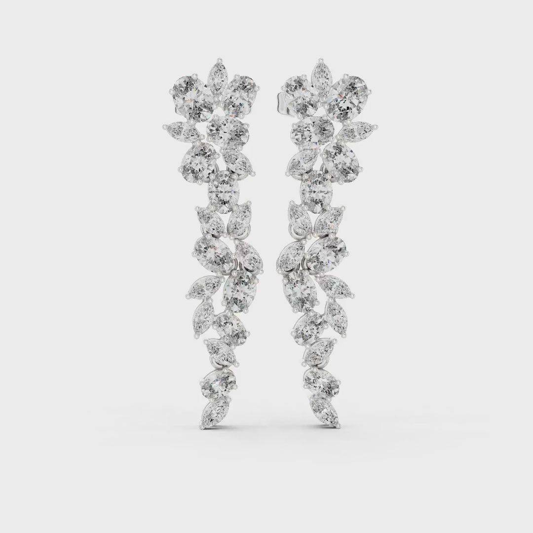 1.84 Ct. Diamond Drop Earrings with Oval and Marquise Cluster Design (03)