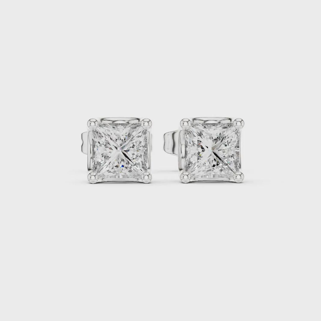 .43 Ct. Princess Cut Diamond Stud Earrings with Four-Prong Setting (AER-107)