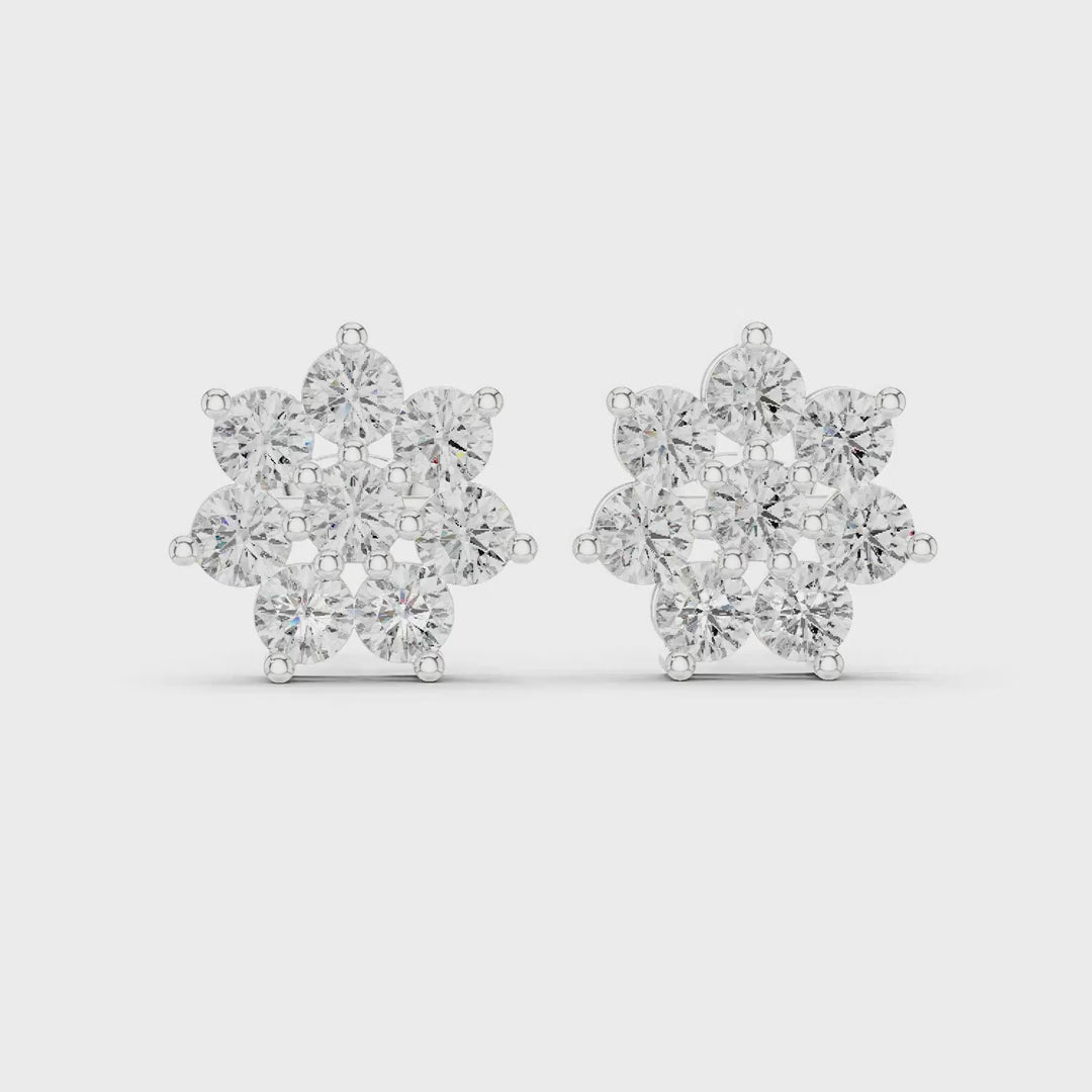 2.64 Ct. Floral Diamond Cluster Earrings (AER-174) 3