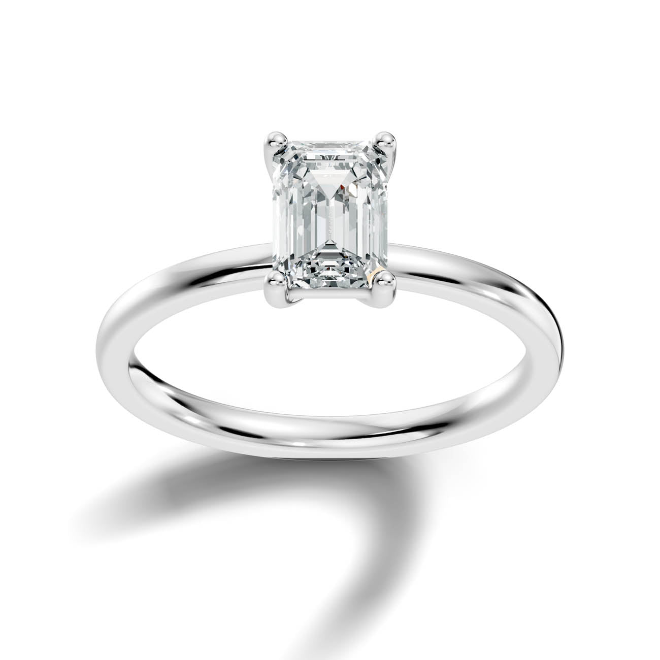 .50-1.00 Ct. Emerald Cut Diamond Solitaire Ring with Classic Prong Setting