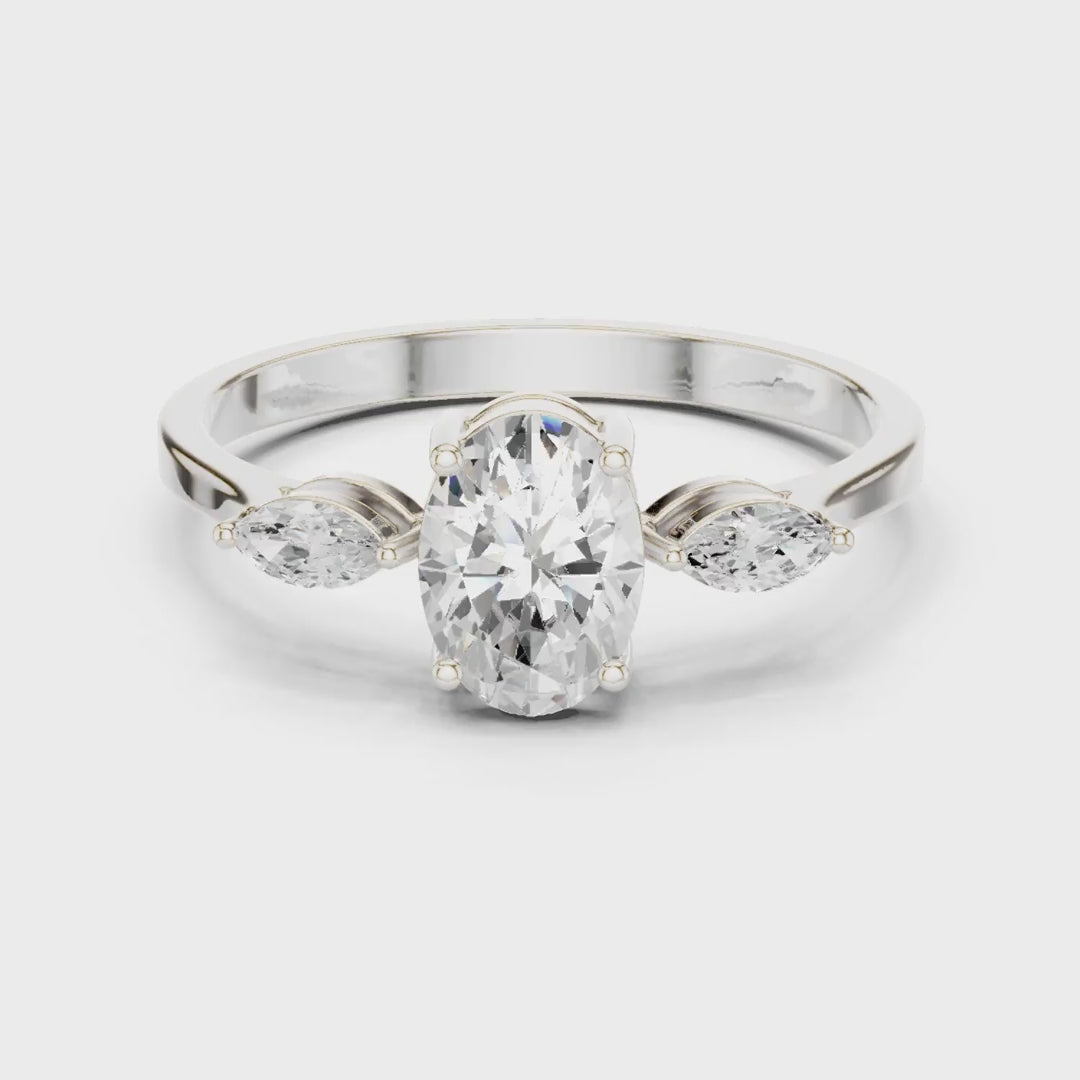 .76 Ct. Oval Diamond Ring with Marquise Side Stones (HLR-45) 3