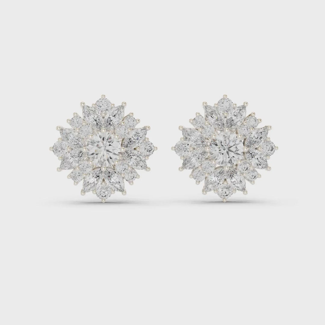 4.12 Ct. Floral Round and Marquise Diamond Cluster Earrings (AGDER-220) 3