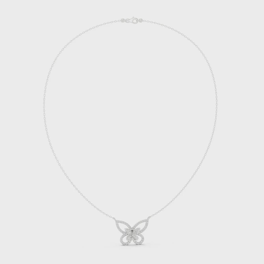 .73 Ct. Round Diamond Pavé Butterfly Pendant Necklace (SBWN (25))