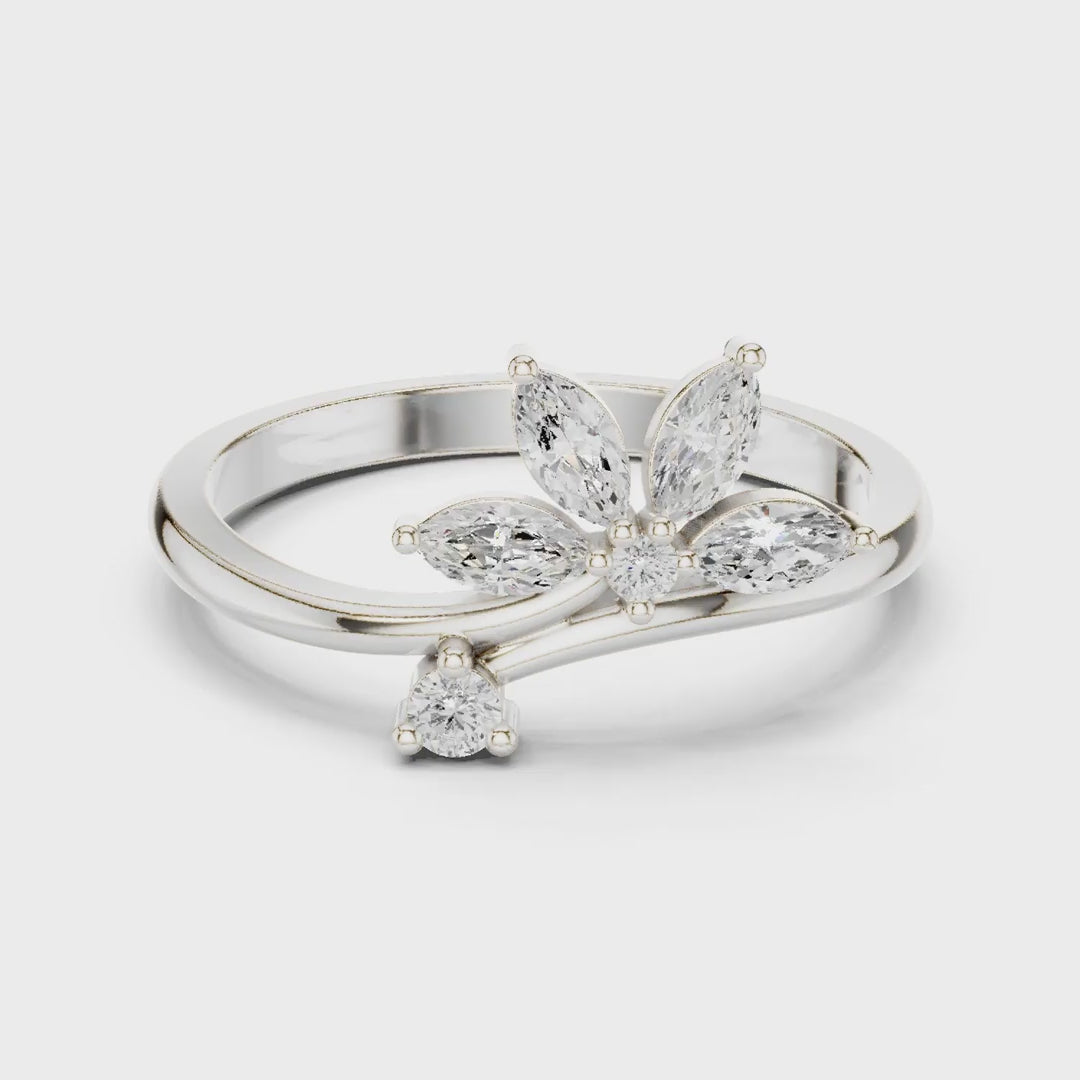 .26 Ct. Marquise and Round Diamond Floral Bypass Ring (HLR-259)