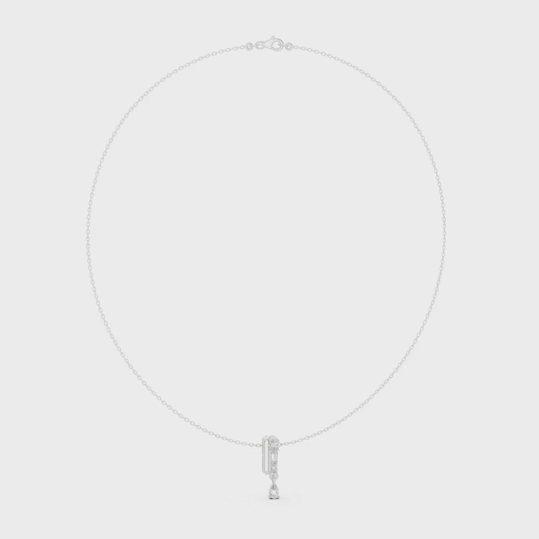 .48 Ct. Mixed Shape Diamond Bar Pendant Necklace with Pear Drop (SBWN (14))