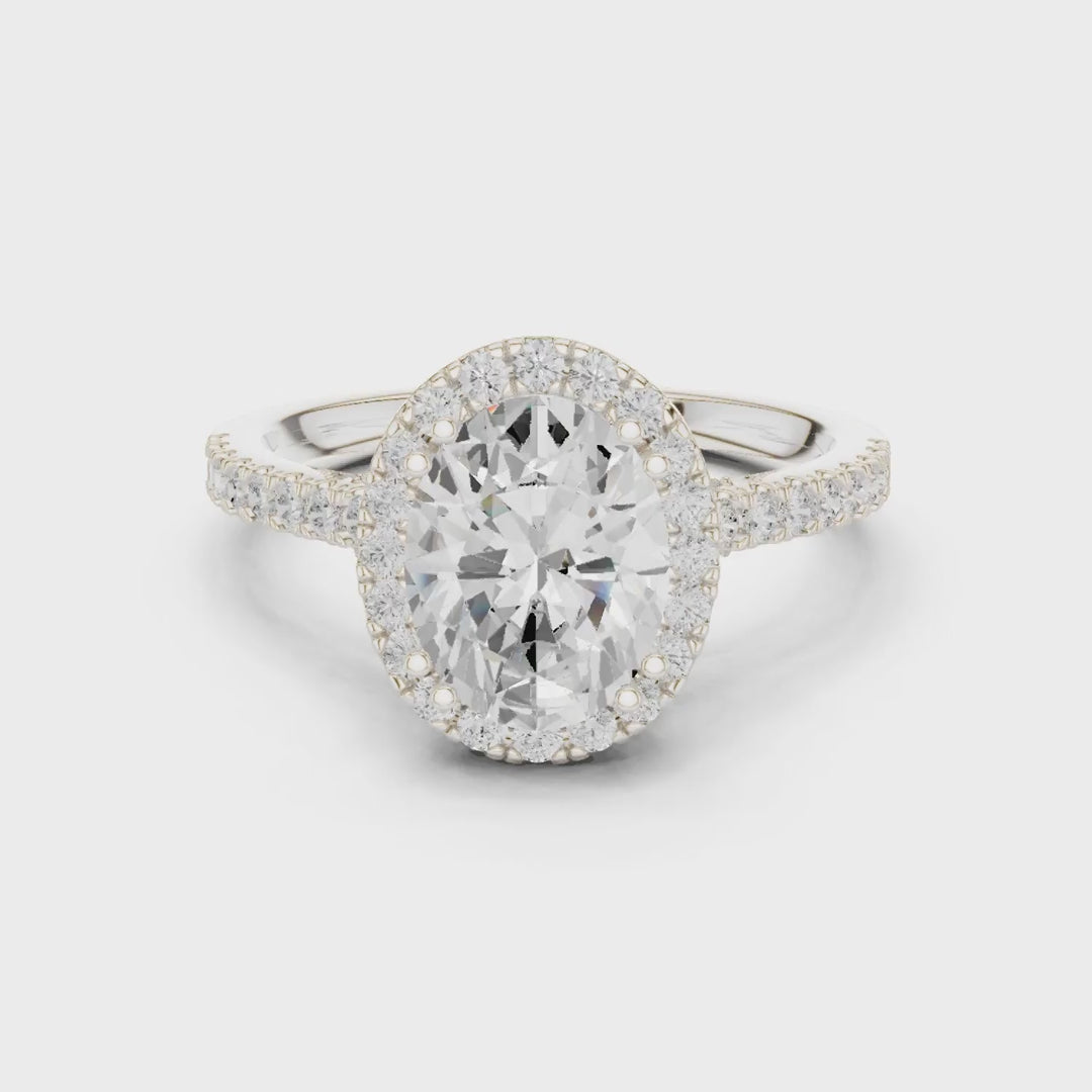 2.48 Ct. Classic Oval Diamond Halo Ring with Pavé Band (DDLR-255 - R00846-OV(001)) 3