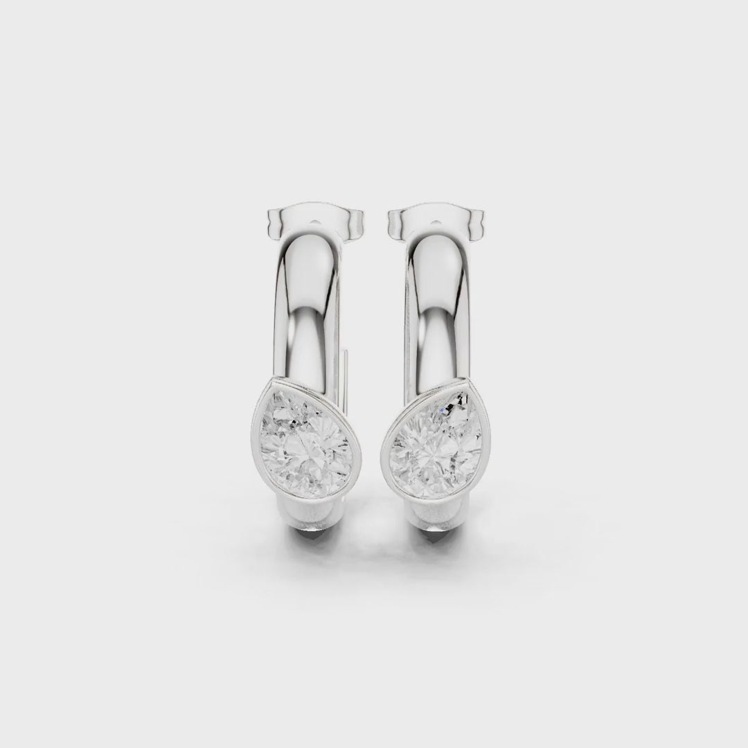 1.90 Ct. Pear Diamond Huggie Earrings (SBER(34)) 3