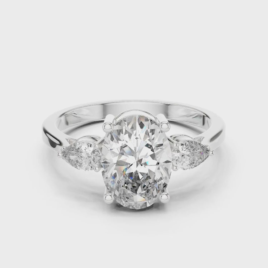 2.22 Ct. Oval Diamond Three-Stone Ring with Pear Side Stones (ALJLR-491)