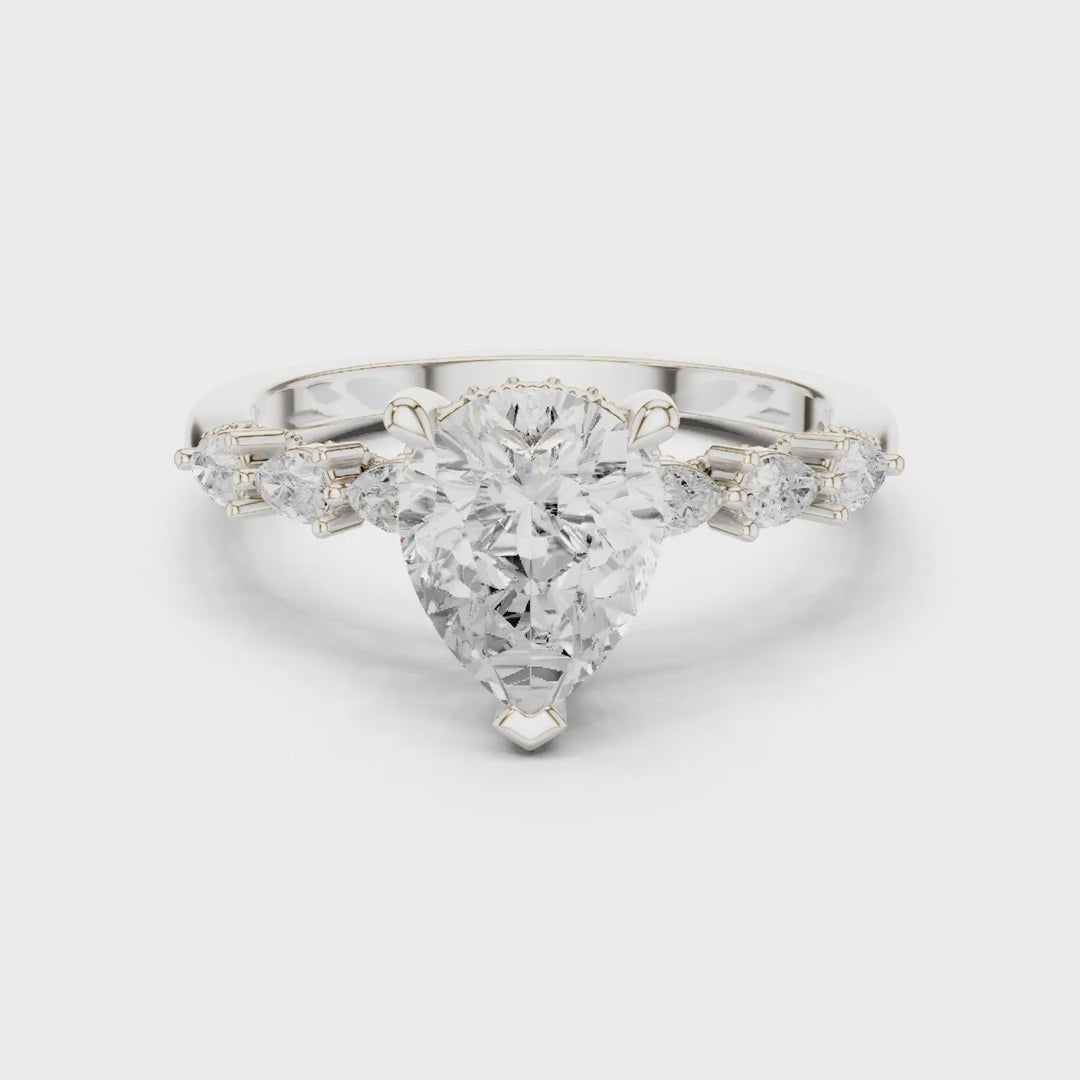 2.33 Ct. Classic Pear Diamond Ring with Pear Side Stones and Hidden Halo (DDLR-168 -R00843-PE) 3