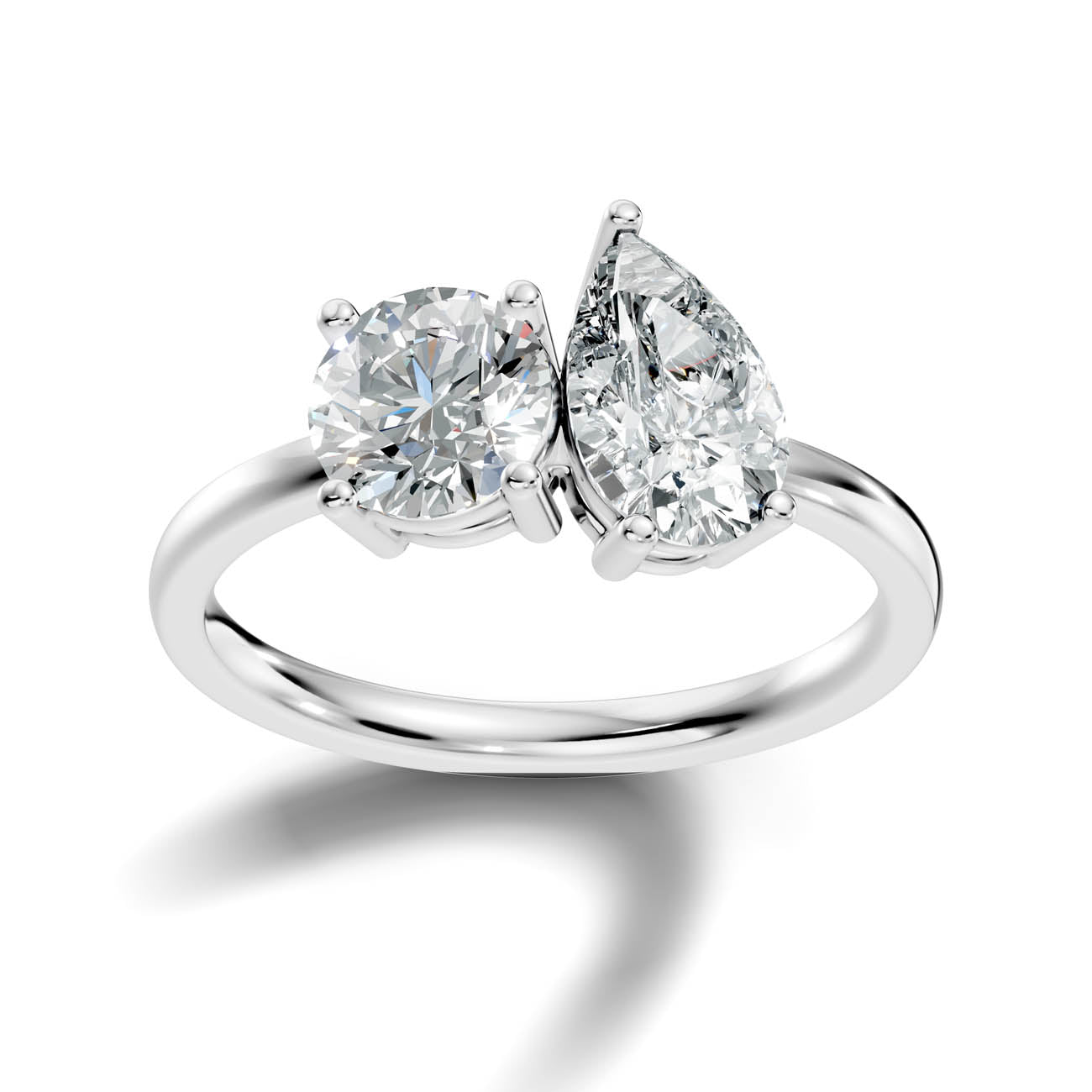 2.00 Ct. Round & Pear Two-Stone Diamond Ring