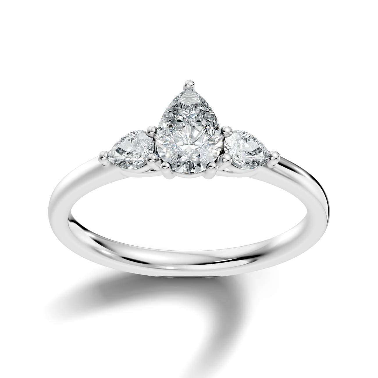.77 Ct. Pear Cut Three-Stone Diamond Ring