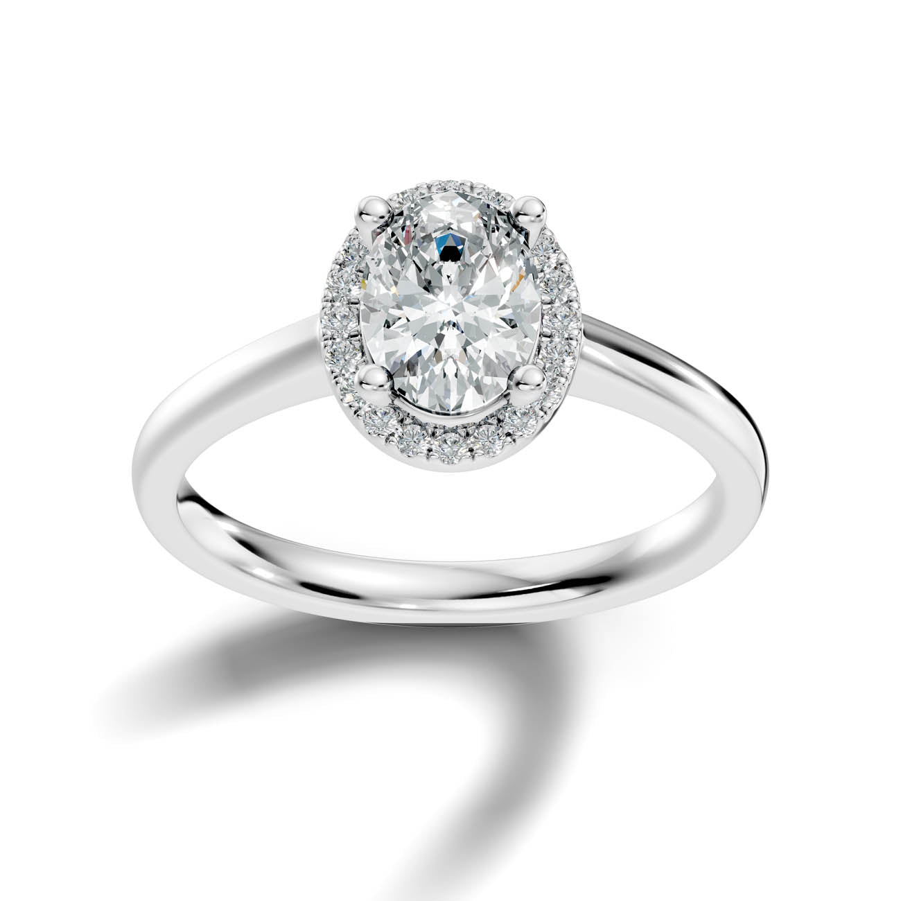 .50-1.00 Ct. Oval Diamond Halo Ring with Four-Prong Setting 3