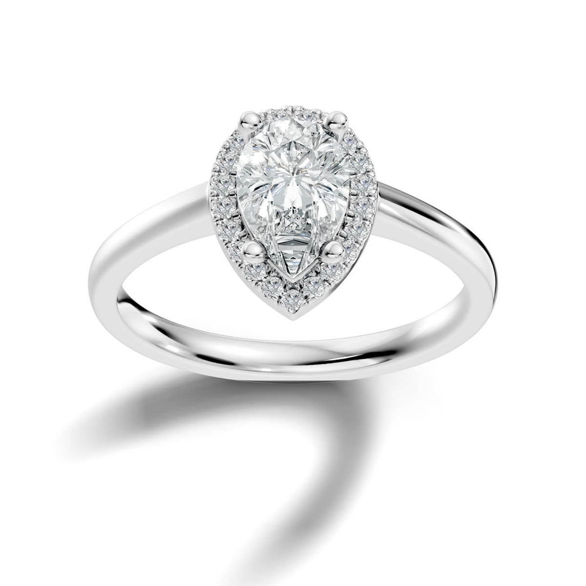 .50-1.00 Ct. Pear-Shaped Diamond Halo Ring with Four-Prong Setting 3
