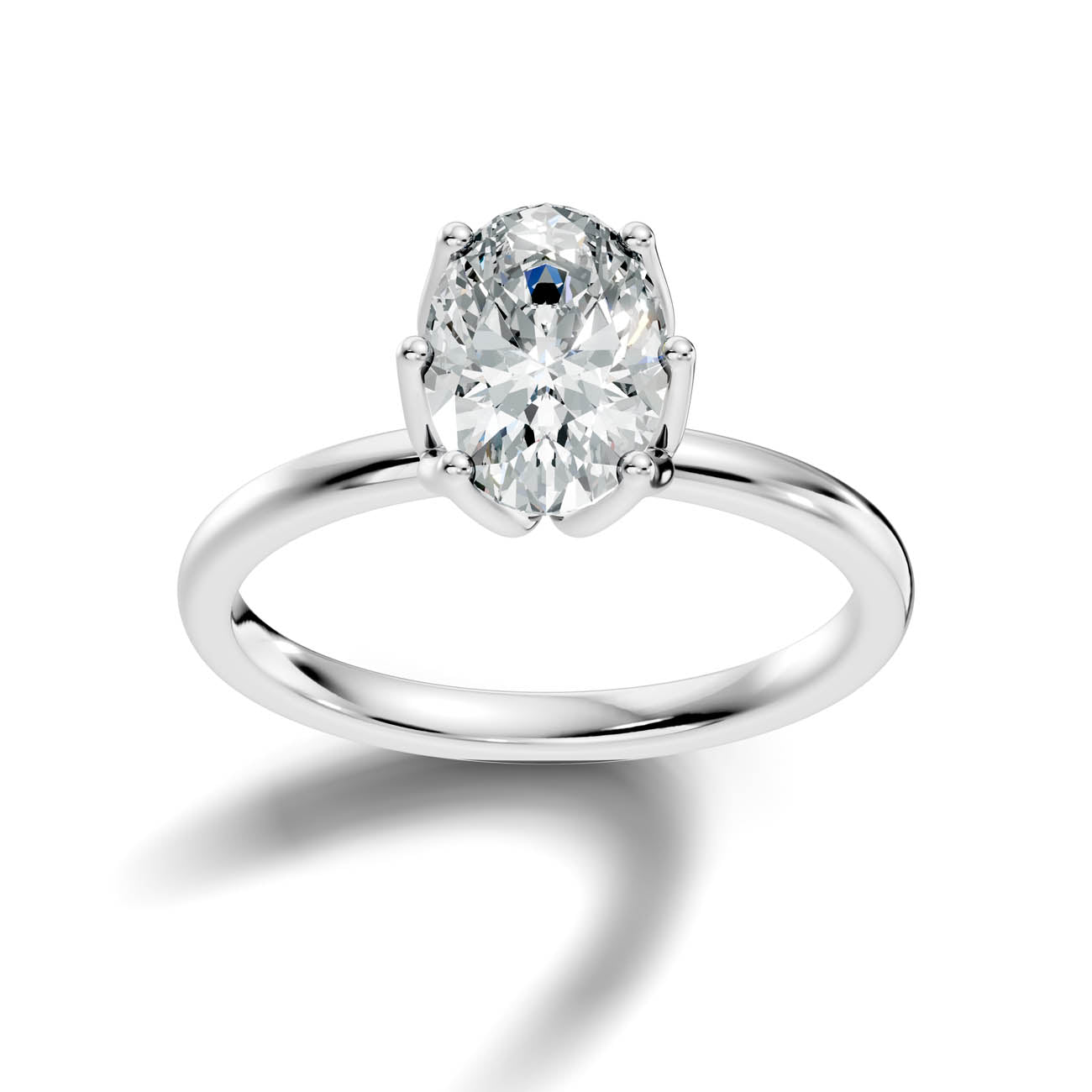 .50-1.50 Ct Classic Oval Diamond Solitaire Ring with Six-Prong Setting 3