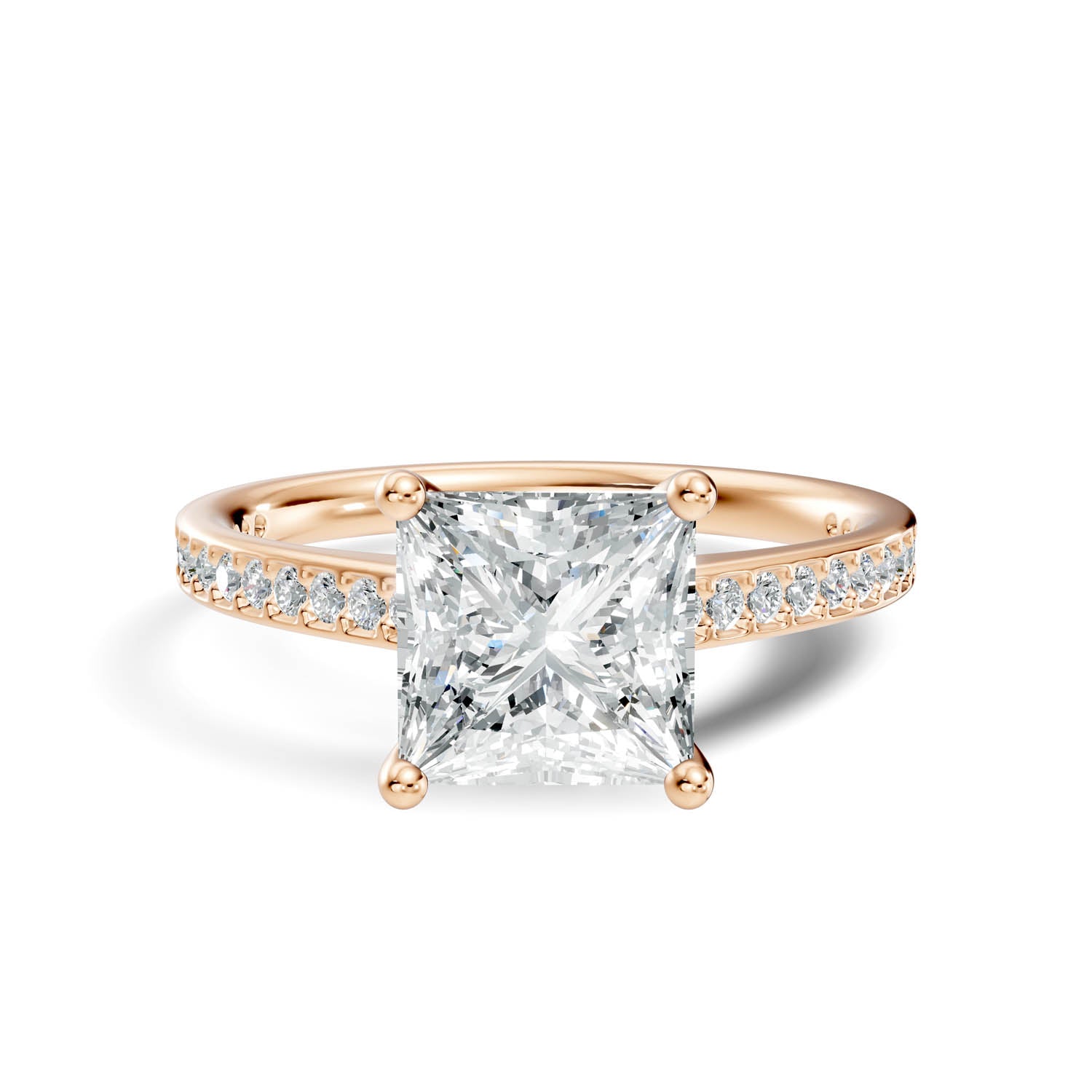 1.69 Ct. Princess Cut Pavé Diamond Engagement Ring (10PRP) 12
