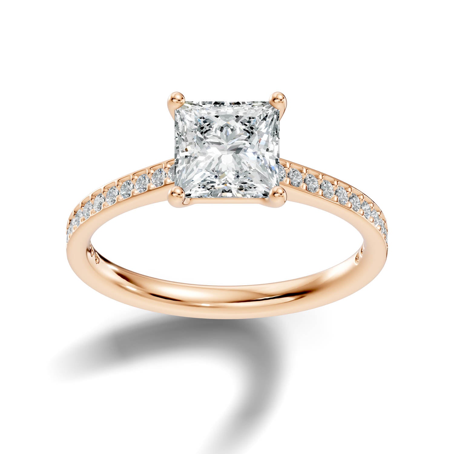 1.69 Ct. Princess Cut Pavé Diamond Engagement Ring (10PRP) 13