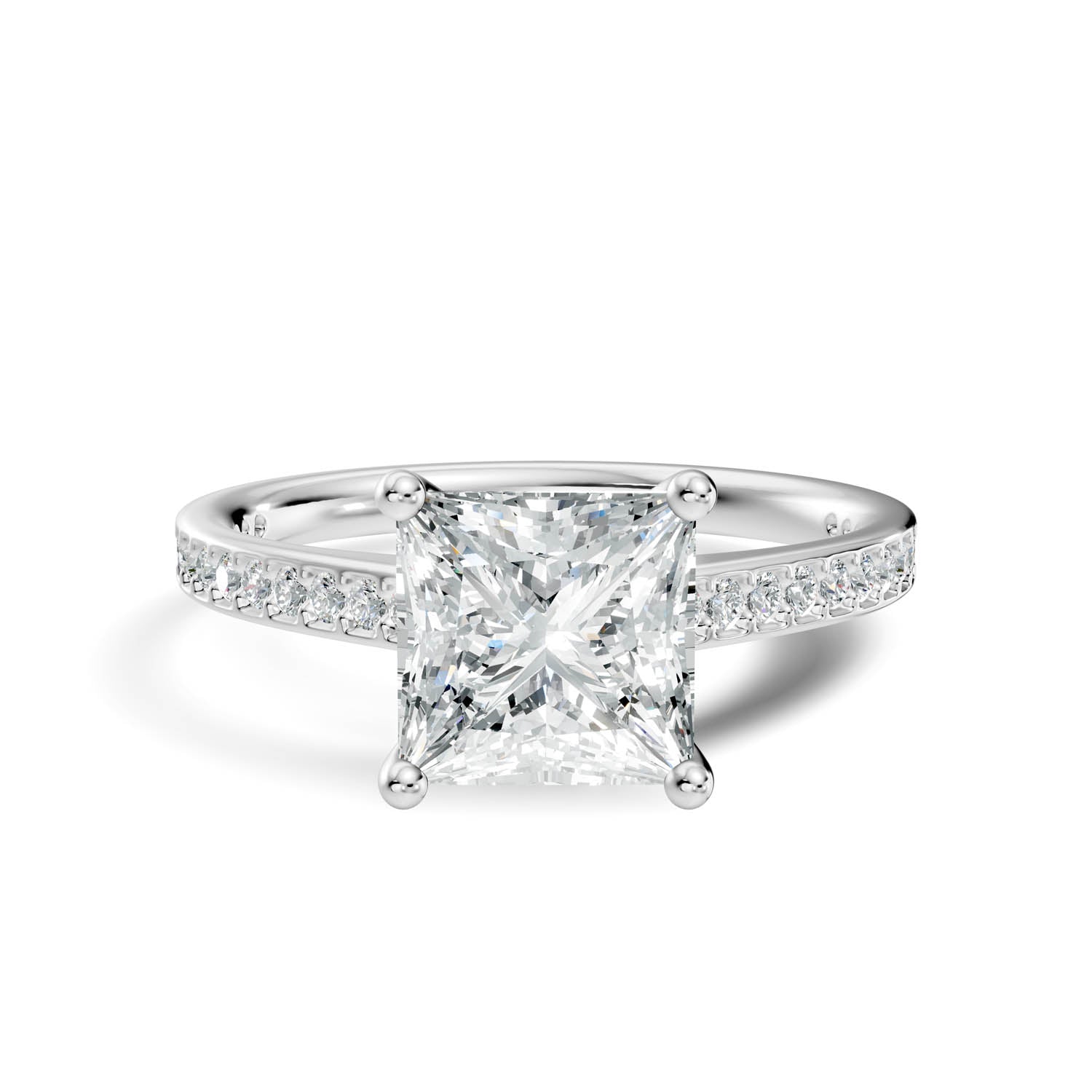 1.69 Ct. Princess Cut Pavé Diamond Engagement Ring (10PRP) 4