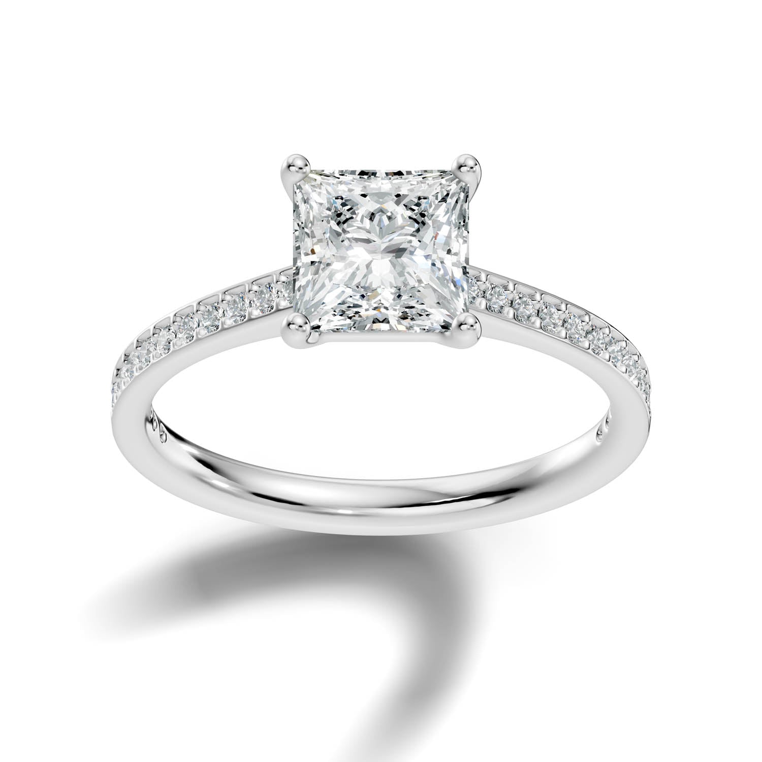 1.69 Ct. Princess Cut Pavé Diamond Engagement Ring (10PRP)