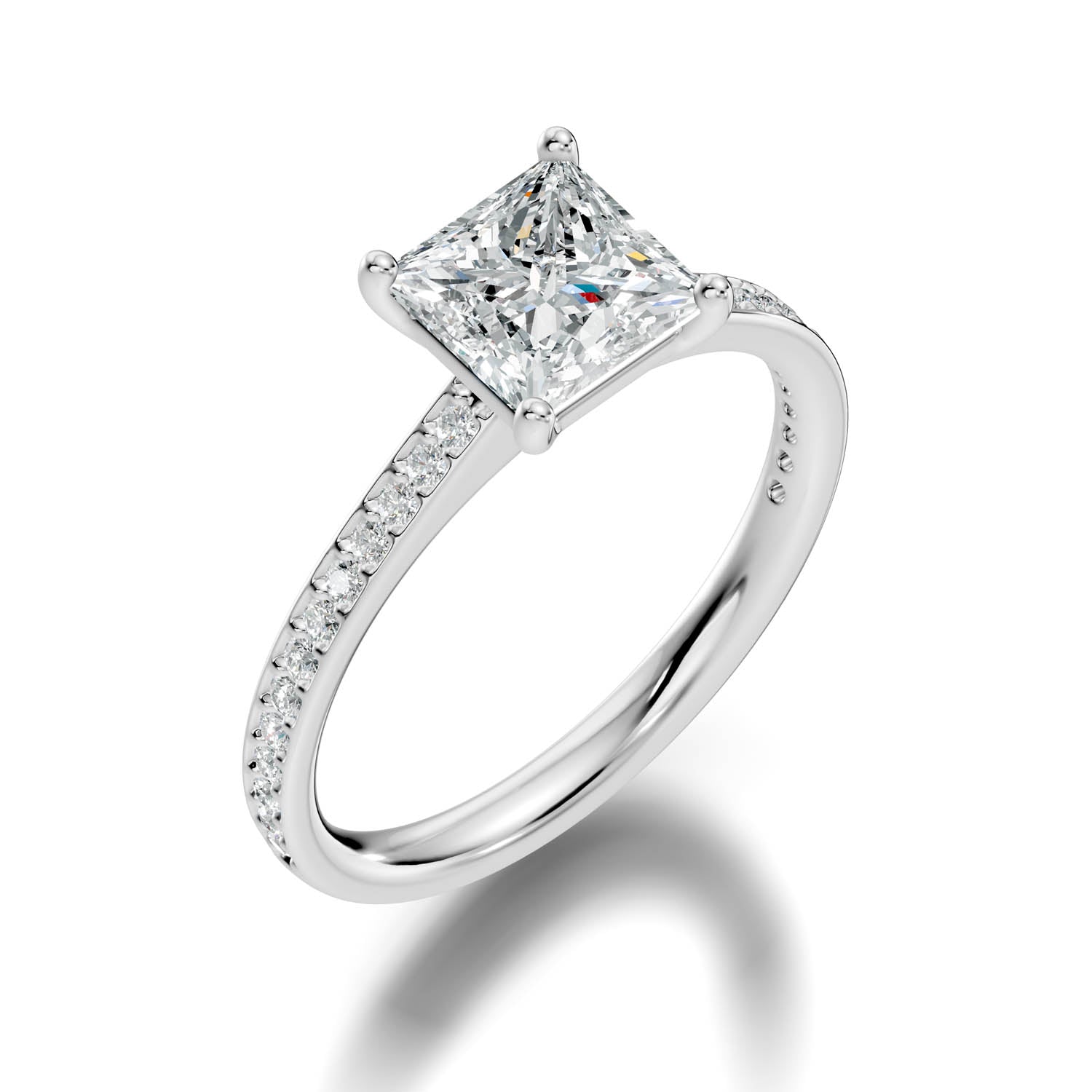 1.69 Ct. Princess Cut Pavé Diamond Engagement Ring (10PRP) 7