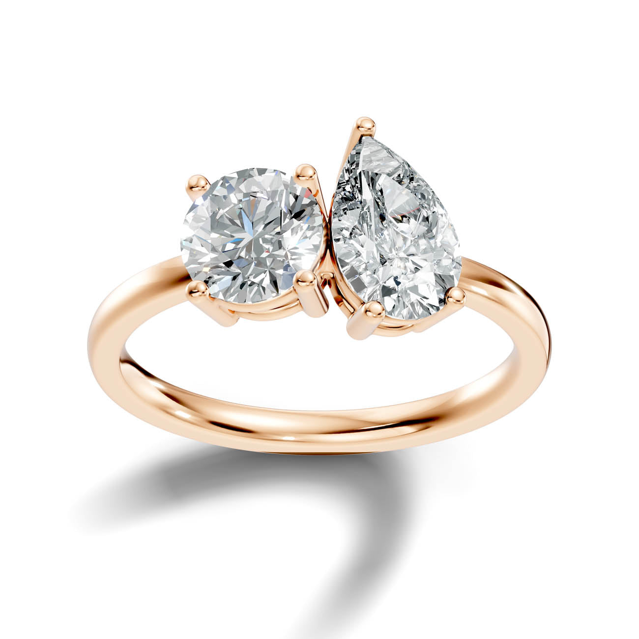 2.00 Ct. Round & Pear Two-Stone Diamond Ring (16-b2) 7