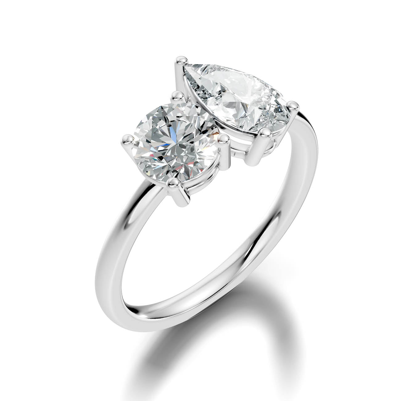 2.00 Ct. Round & Pear Two-Stone Diamond Ring (16-b2) 13