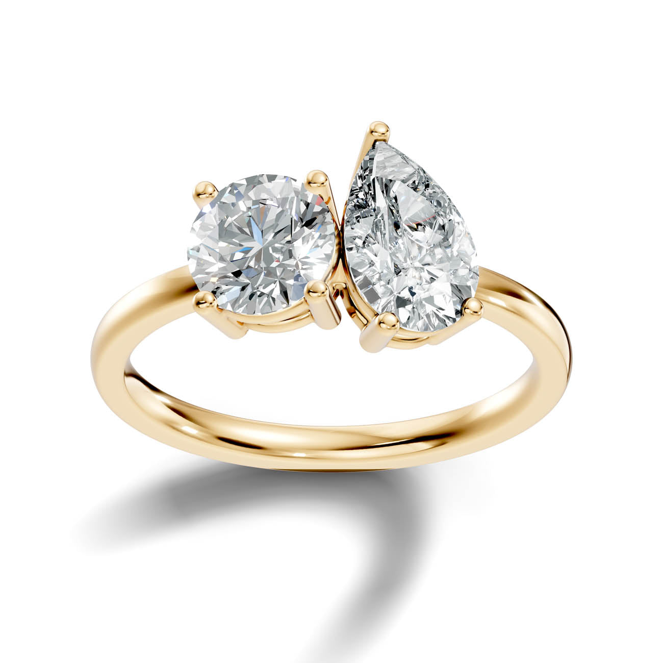 2.00 Ct. Round & Pear Two-Stone Diamond Ring (16-b2) 4