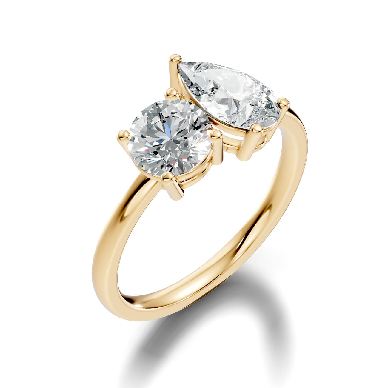2.00 Ct. Round & Pear Two-Stone Diamond Ring (16-b2)