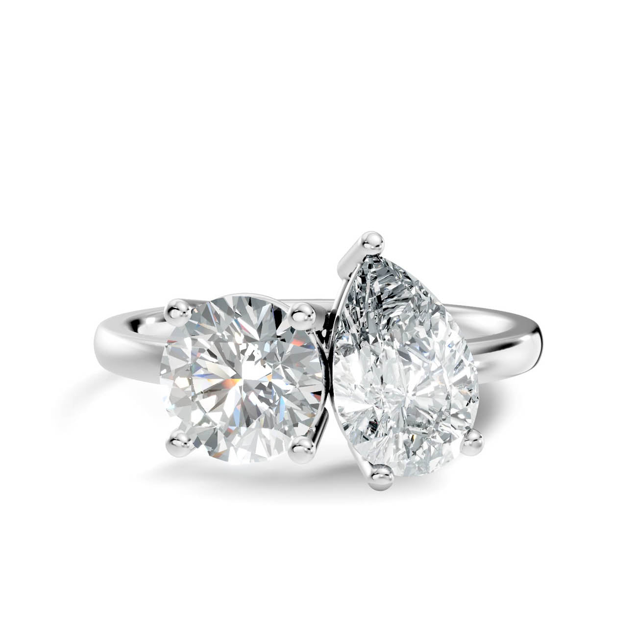 2.00 Ct. Round & Pear Two-Stone Diamond Ring (16-b2) 10