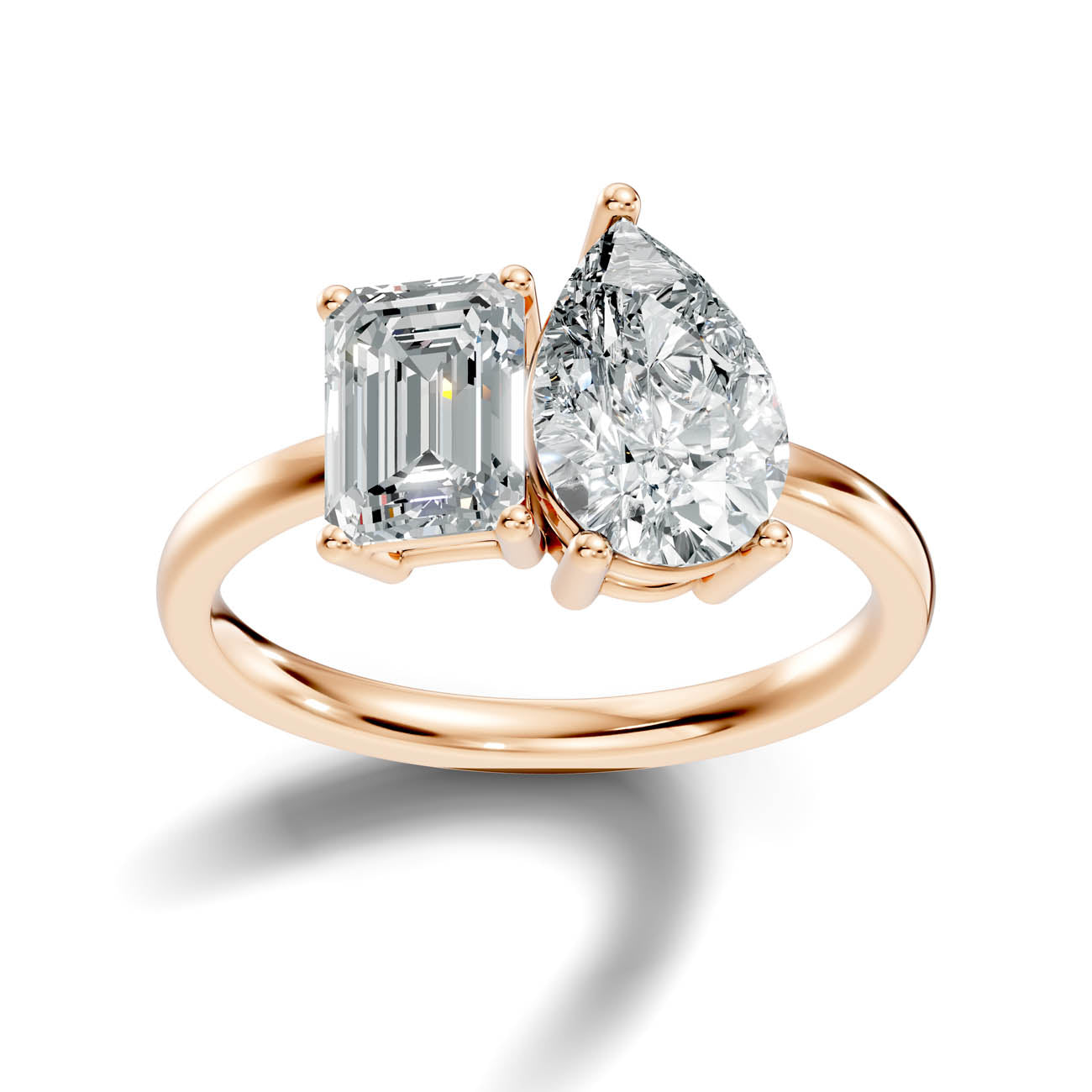 2.50 Ct. Emerald & Pear Two-Stone Diamond Ring (16-c2) 7