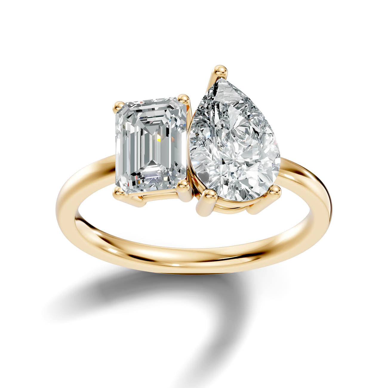 2.50 Ct. Emerald & Pear Two-Stone Diamond Ring (16-c2) 4
