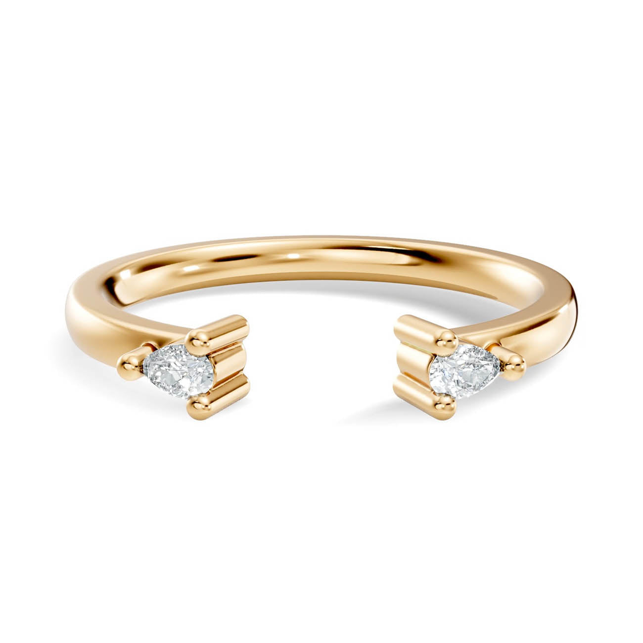 .10 Ct. Open Cuff Pear Diamond Ring with Dual Four-Prong Settings (24-a copy) 3