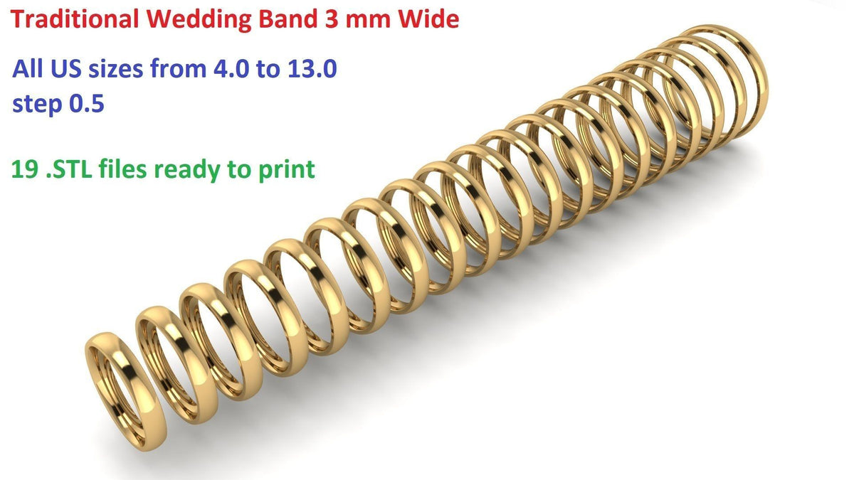 Traditional Wedding Band with Rounded High-Polish Finish (TBW-3MM) 19